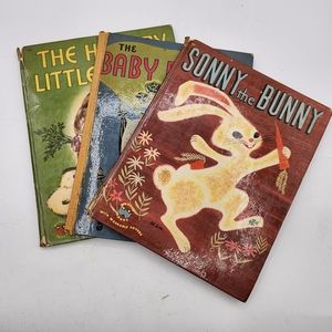 Vintage lot 3 The Hungry Little Bunny Wonder Books 1950 WILDE Easter